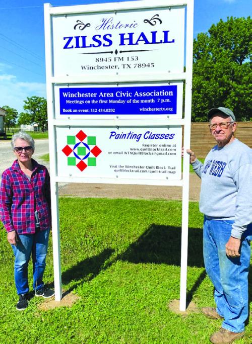 Zilss Hall received a new sign thanks to Margaret and Tom Atkins. The sign is located in front of Zilss Hall at the corner of Hwy 153 and Memorial Drive in Winchester.