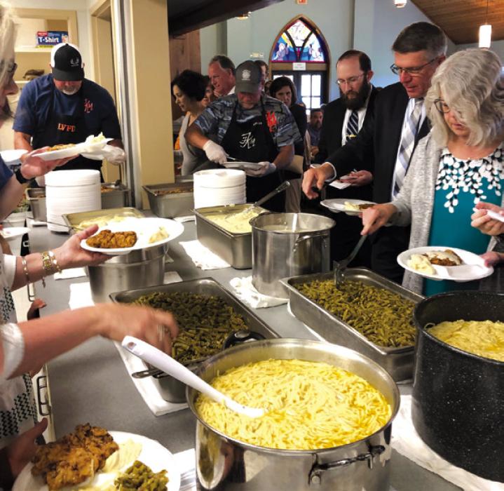 Over 300 people attended a celebration meal, including Wendish noodles, served at the Anniversary of Holy Cross last Sunday.