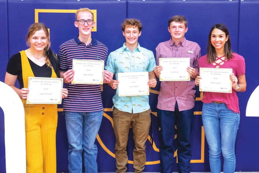 The Colorado Valley Telephone Cooperative, Inc. Scholarship went to Natalie Blackwell, August Herbrich, David Krupala, Tyson Roscher and Allison Veilleux.