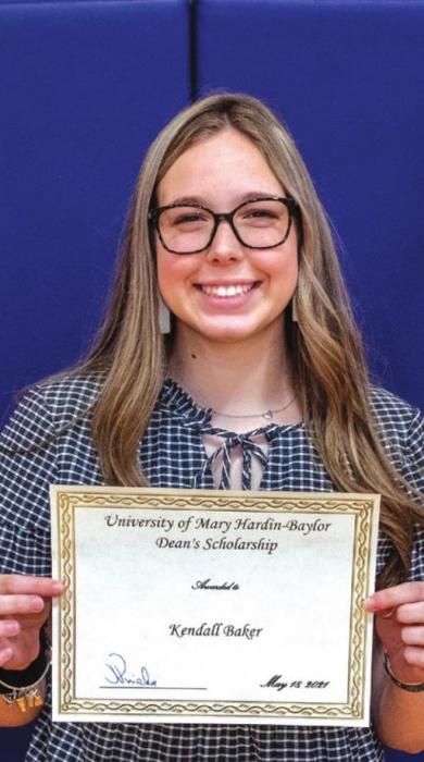 The University of Mary Hardin-Baylor Dean’s Scholarship went to Kendall Baker.