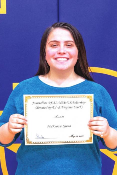 The Journalism REAL NEWS Scholarship (donated by Ed &amp; Virginia Leech) went to MaKenzie Givan.