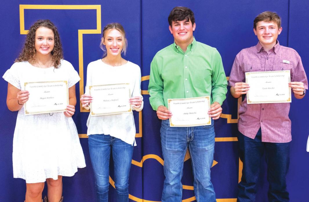 The Fayette County Go Texan Scholarship went to Megan Brothers, Makenzy Hofferek, Philip Matocha and Tyson Roscher.