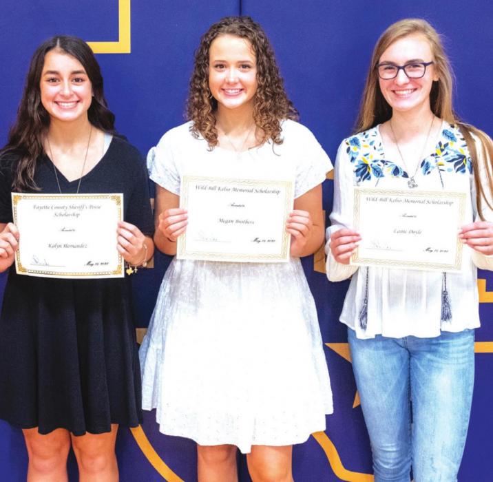 The Fayette County Sheriff’s Posse Scholarship went to Kalyn Hernandez. The Wild Bill Kelso Memorial Scholarship went to Megan Brothers and Lanie Doyle.