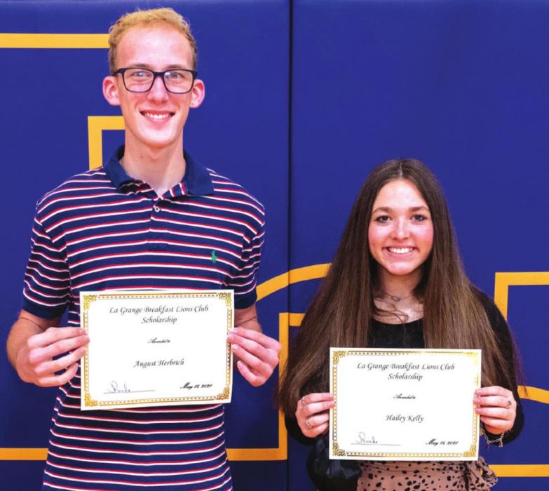 The La Grange Breakfast Lions Club Scholarship went to August Herbrich and Hailey Kelly.