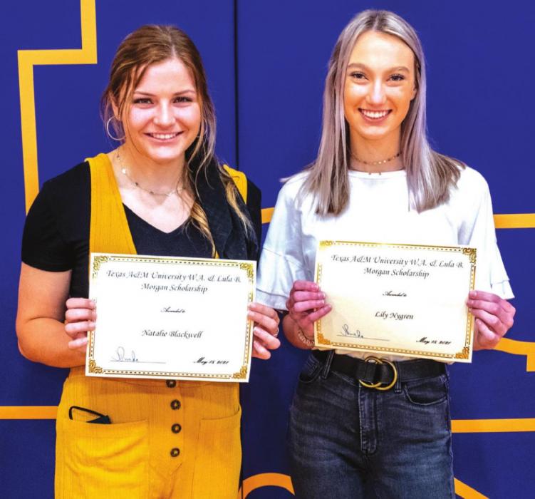 The Texas A&amp;M University W.A. &amp; Lula B. Morgan Scholarship went to Natalie Blackwell and Lily Nygren.