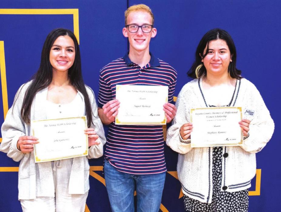 The Norma Webb Scholarship went to Jolie Gutierrez and August Herbrich. The Fayette County Business &amp; Professional Women Scholarship in memory of Norma Webb went to Stephany Ramirez.
