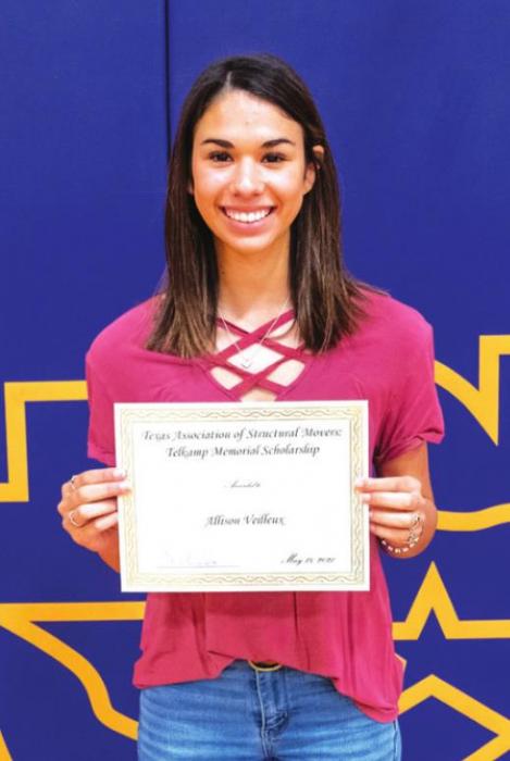 The Texas Association of Structural Movers: Telkamp Memorial Scholarship went to Allison Veilleux.