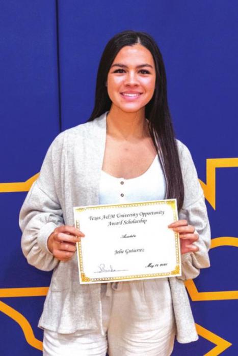 The Texas A&amp;M University Opportunity Award Scholarship went to Jolie Gutierrez.