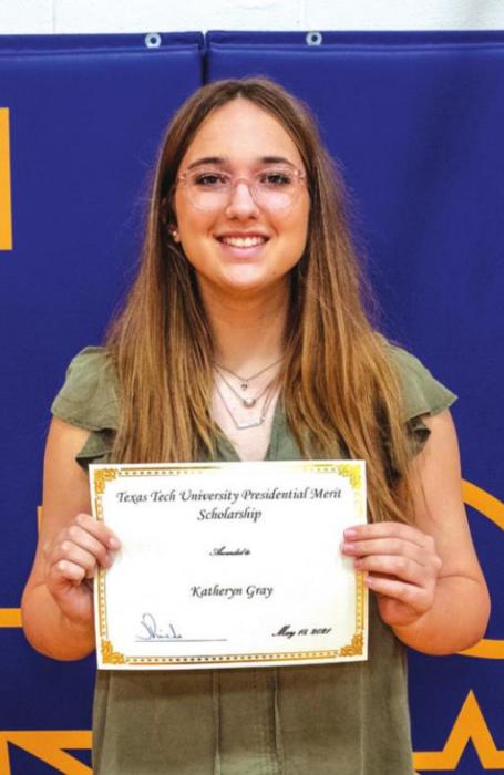 The Texas Tech University Presidential Merit Scholarship went to Katheryn Gray.
