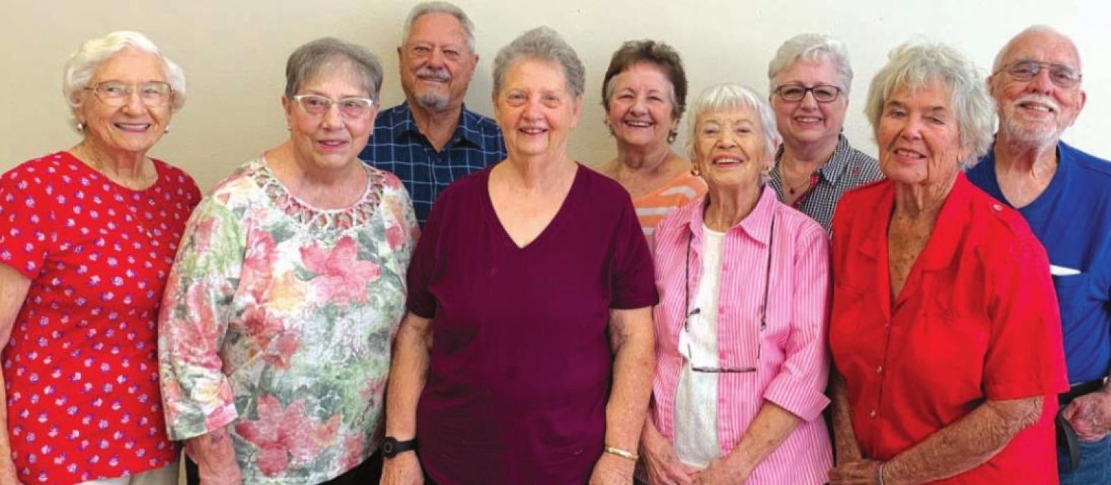 The La Grange Senior Citizens Group pictured are front from left: Mannie Fritsch-Schmid, Marianne Williams, Audrey Huenefeld, Joan Rice and Marie Hensel. Back row, left to right: Glenn Altwein, Marilyn Strmiska, Judy Zuhn, and John Rice. Not pictured are board members Norma Adams, Myrna Altwein, Neale Rabensburg, and Gloria Raschke.