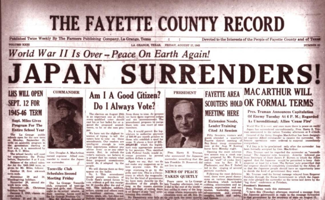 The Record Headline Said It All 75 Years Ago Today ‘japan Surrenders World War Ii Is Over